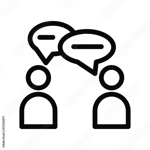 Talking People Icon Vector  , Communication Emblem Isolated Illustration , Bubble Chat Speaking Outline Solid Background White