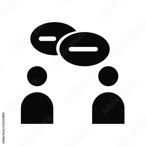 Talking People Icon Vector  , Communication Emblem Isolated Illustration , Bubble Chat Speaking Outline Solid Background White