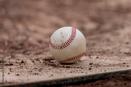 Baseball on the dirt field
