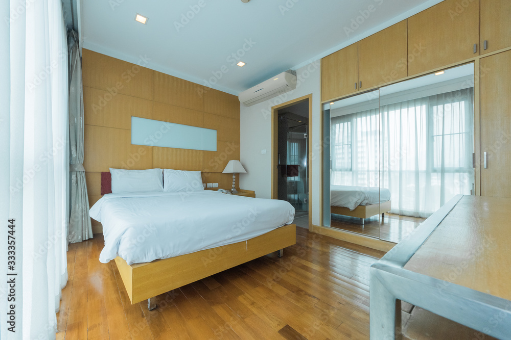 Modern interior design in small apartment with bedroom Modern interior design in small apartment with bedroom