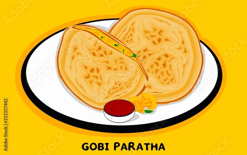 Gobi Paratha indian Street Food Vector