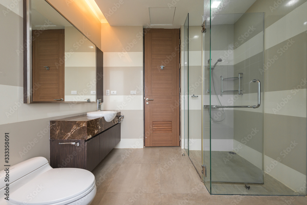 Luxury bathroom bright colors in apartment Luxury bathroom bright colors in apartment