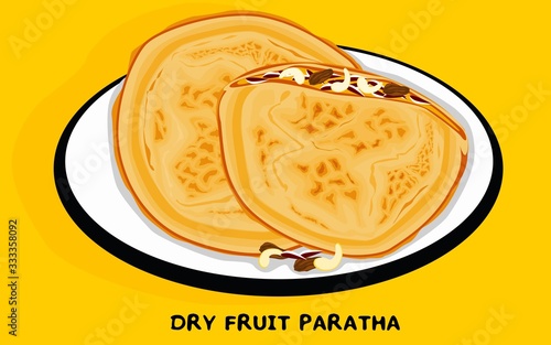 Dry fruit Paratha indian Street Food Vector