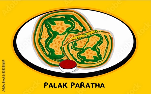 Palak Paratha indian Street Food Vector