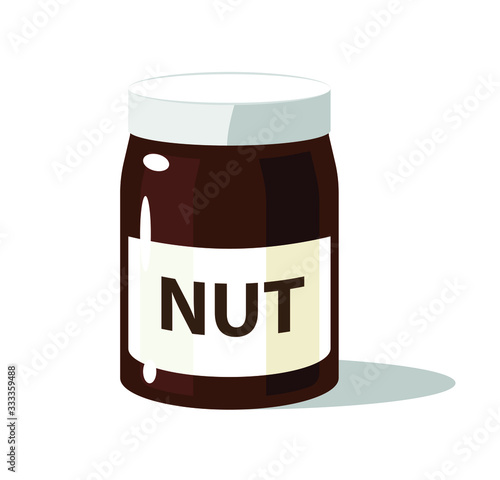 Tasty chocolate and nut paste, vector icon