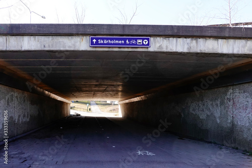 Stockholm, Sweden  An underground passage in the immigrant-tight Skarholmen suburb. photo