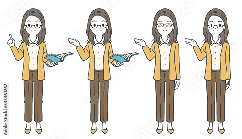 女性教師のポーズセット