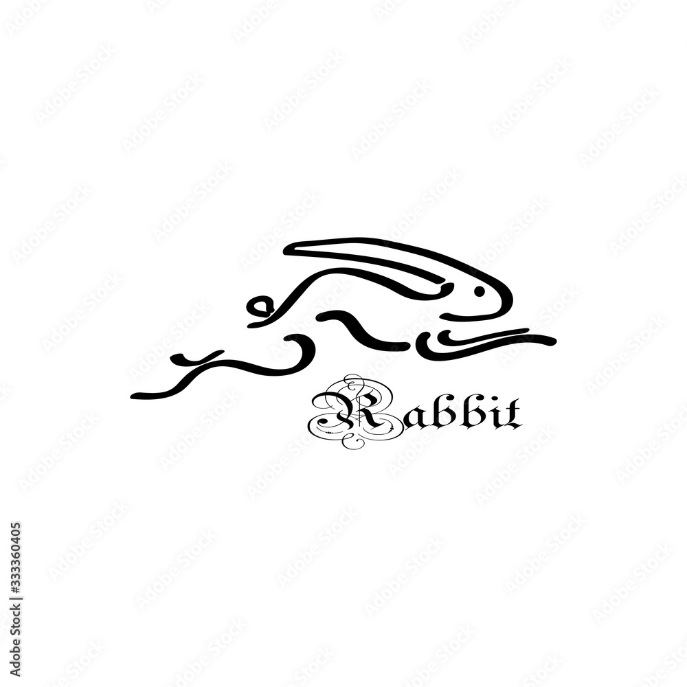 Rabbit logo simple line design vector Rabbit logo simple line design vector