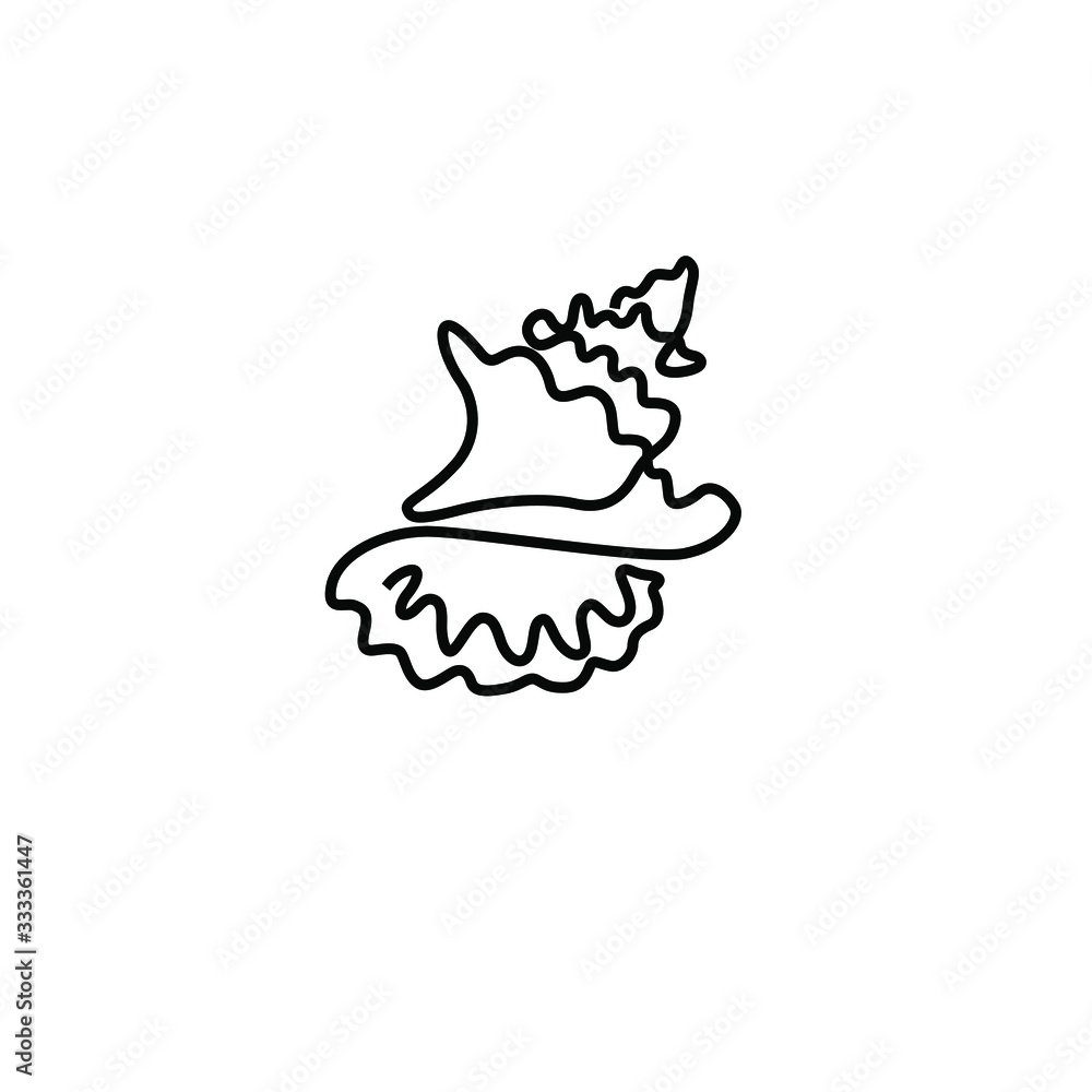 Sea shell continuous line drawing, small tattoo, print for clothes and logo design, emblem or logo design, silhouette one single line on a white background, isolated vector illustration. Sea shell continuous line drawing, small tattoo, print for clothes and logo design, emblem or logo design, silhouette one single line on a white background, isolated vector illustration.