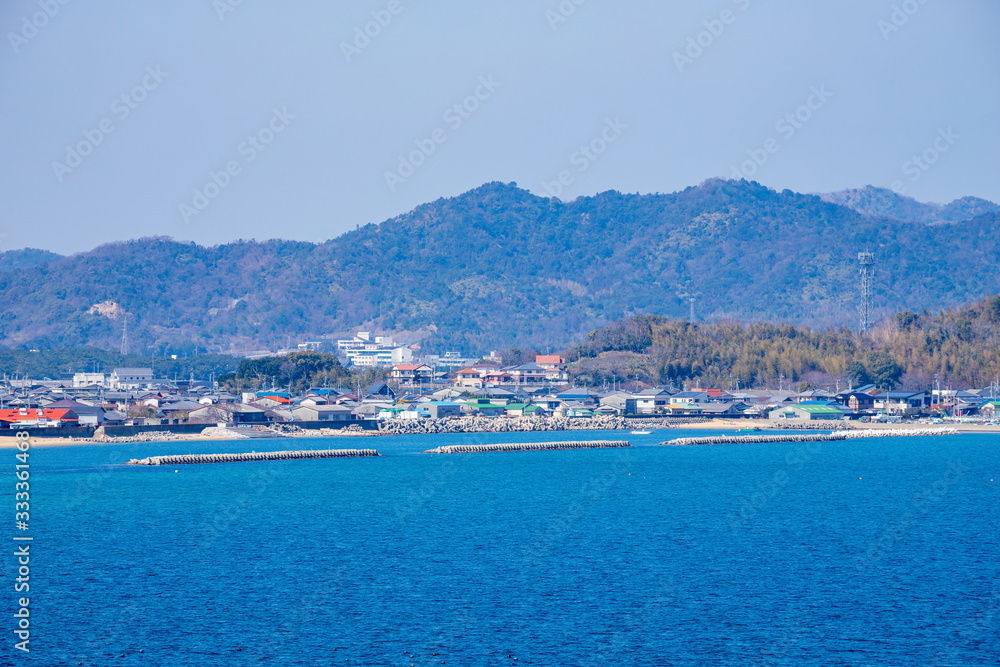Landscape of local fishing port in Higashikagawa city, Wakimoto fishing port, kagawa,shikoku,japan