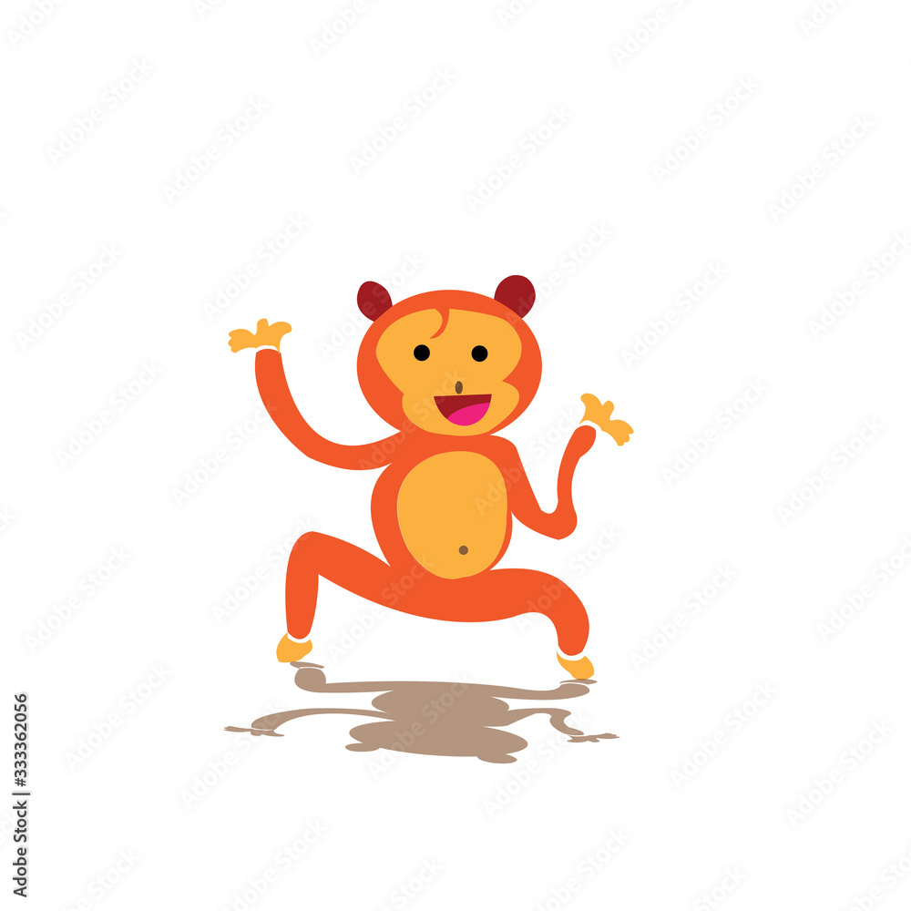 Fototapeta premium Simple colorful cartoon monkey vector design