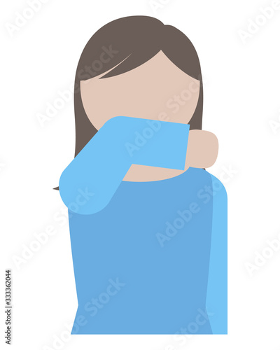 咳・くしゃみをする若い女性のイラスト素材