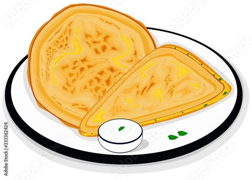 Aloo Paratha indian Street Food Vector