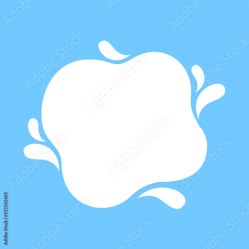 milk blob shape on light blue soft for banner copy space, aqua background, white milk blob splash on pastel blue, water blobs droplet wave shape for banner, milk blob simple for graphic ad design