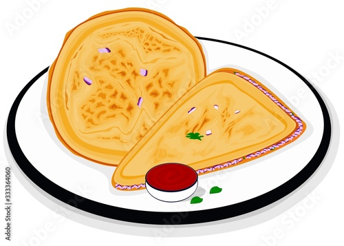 Onion Paratha indian Street Food Vector