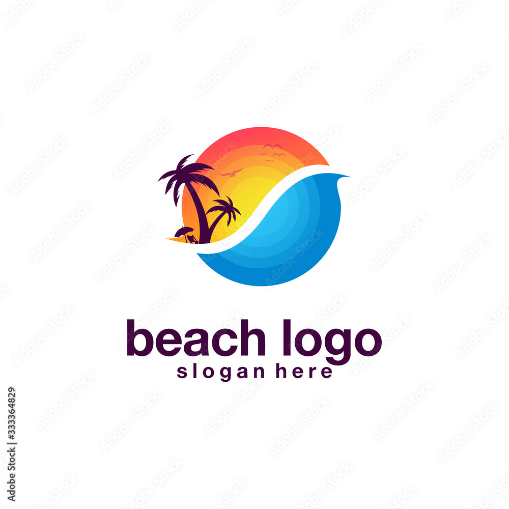beach logo design vector modern beach logo design vector modern