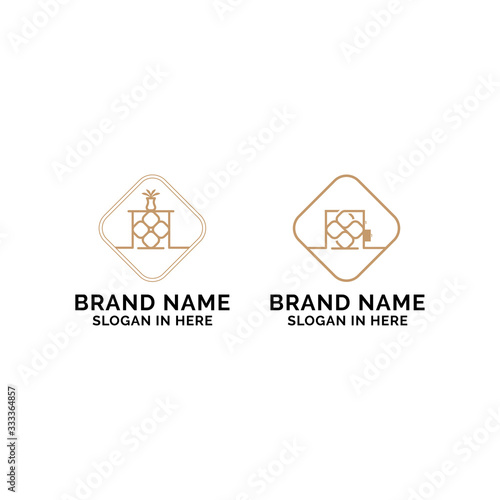 cabinet furniture vector logo design illustration