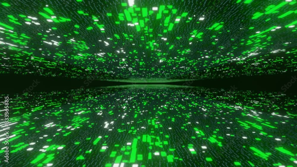 Green Futuristic Stream Data Communication Flying Into Digital Technologic Green Futuristic Stream Data Communication Flying Into Digital Technologic