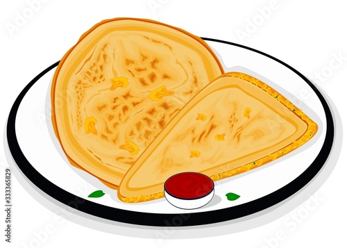 Gobi Paratha indian Street Food Vector