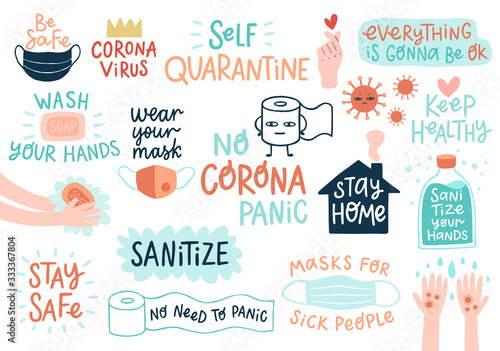CoronaVirus letterings and other elements.