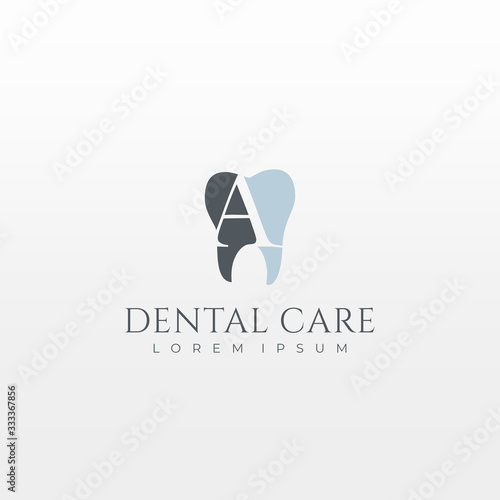 Letter A Dental Tooth Logo Design