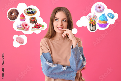 Thoughtful young woman on c...