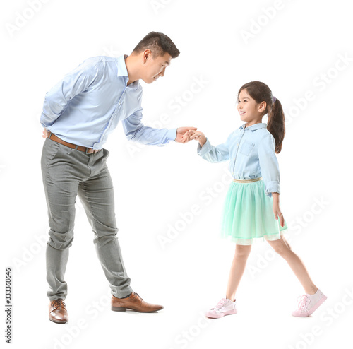 Happy Asian man dancing wit...
