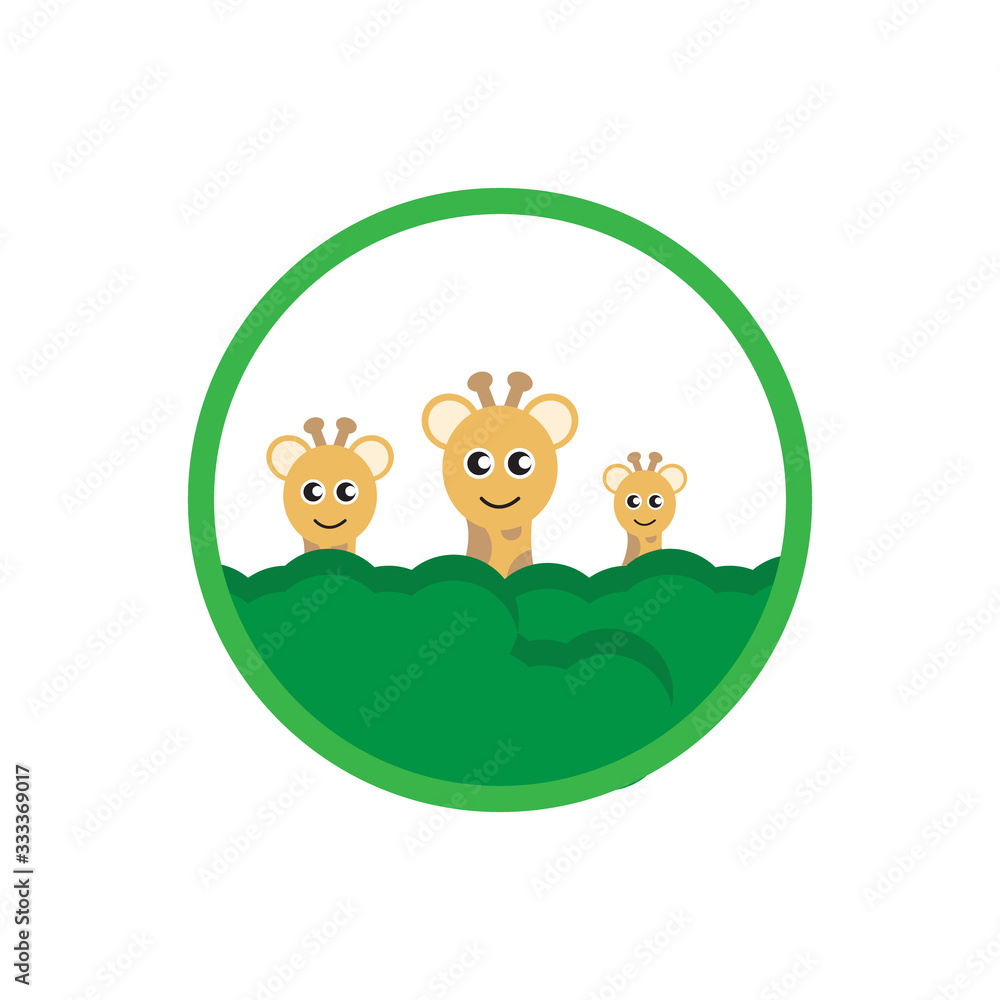 Fototapeta premium the giraffe eats leaves vektor design