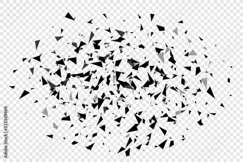 Abstract  triangles shatter burst. Geometric texture background template isolated.  Vector illustration.