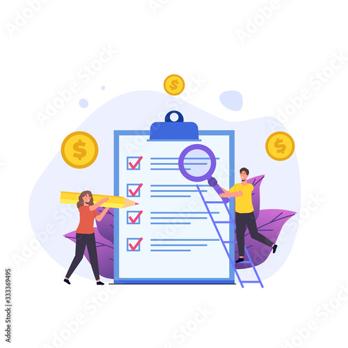 Budget planning, Balance financial, Retirement preparation, Calculating financial risk concept. Vector illustration.