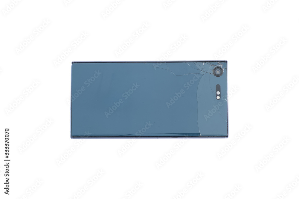 Broken phone in isolated with clipping path Broken phone in isolated with clipping path
