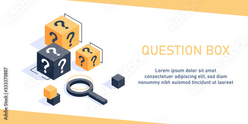 cardboard box with question mark coming out concept,Question Box,isometric,flat design icon vector illustration