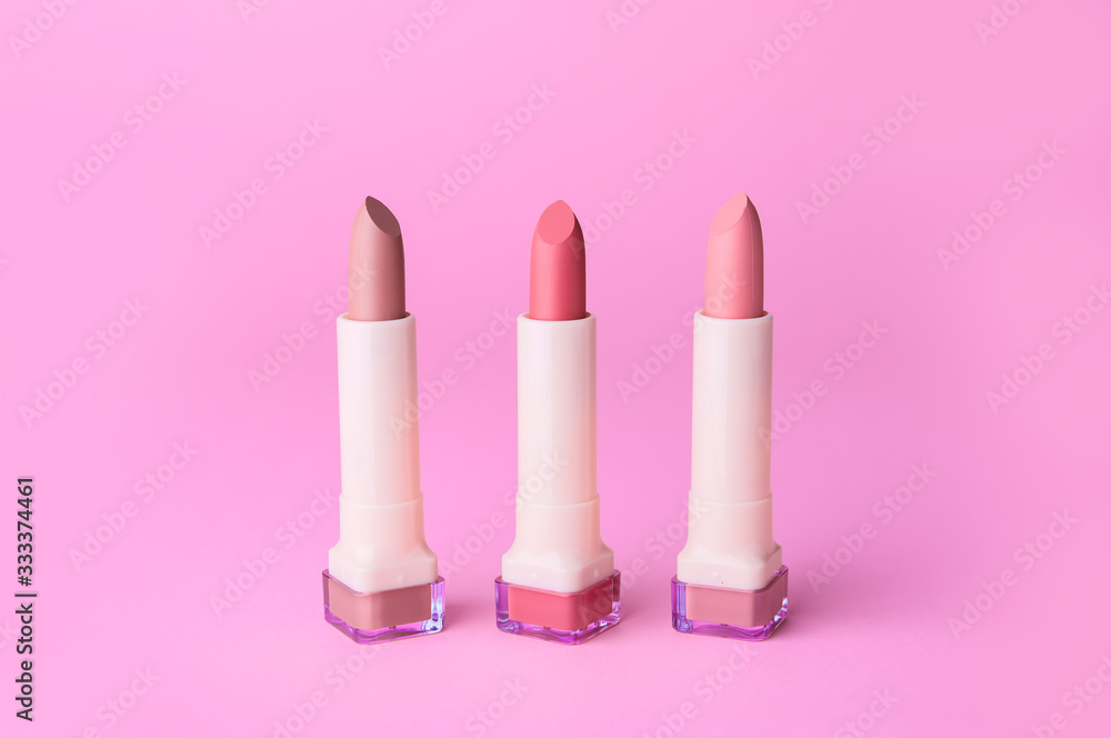 Different lipsticks on color background Different lipsticks on color background