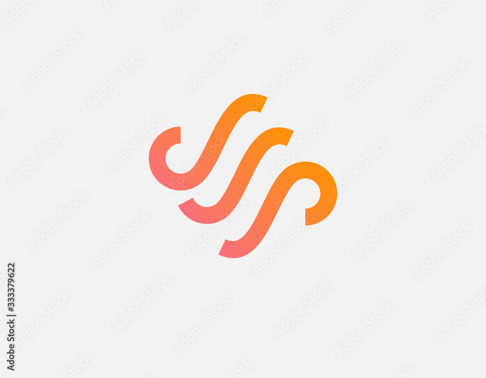 Obraz premium Abstract creative gradient logo icon of three curved lines for your company