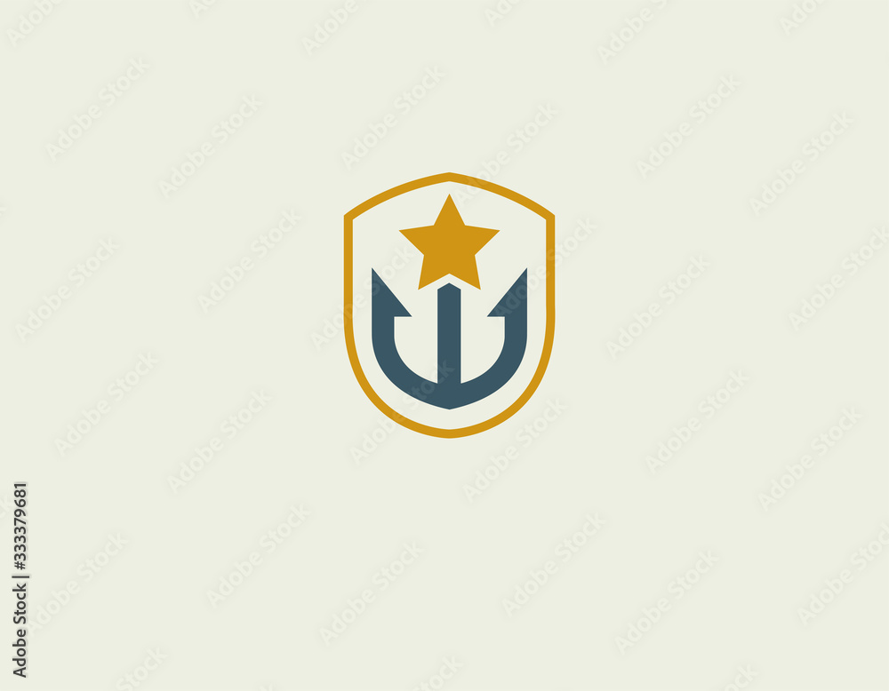 Abstract geometric logo icon anchor with a star in geometric form in the form of a shield for your company Abstract geometric logo icon anchor with a star in geometric form in the form of a shield for your company