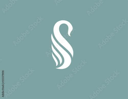 Abstract creative logo icon image of a white swan bird for your company
