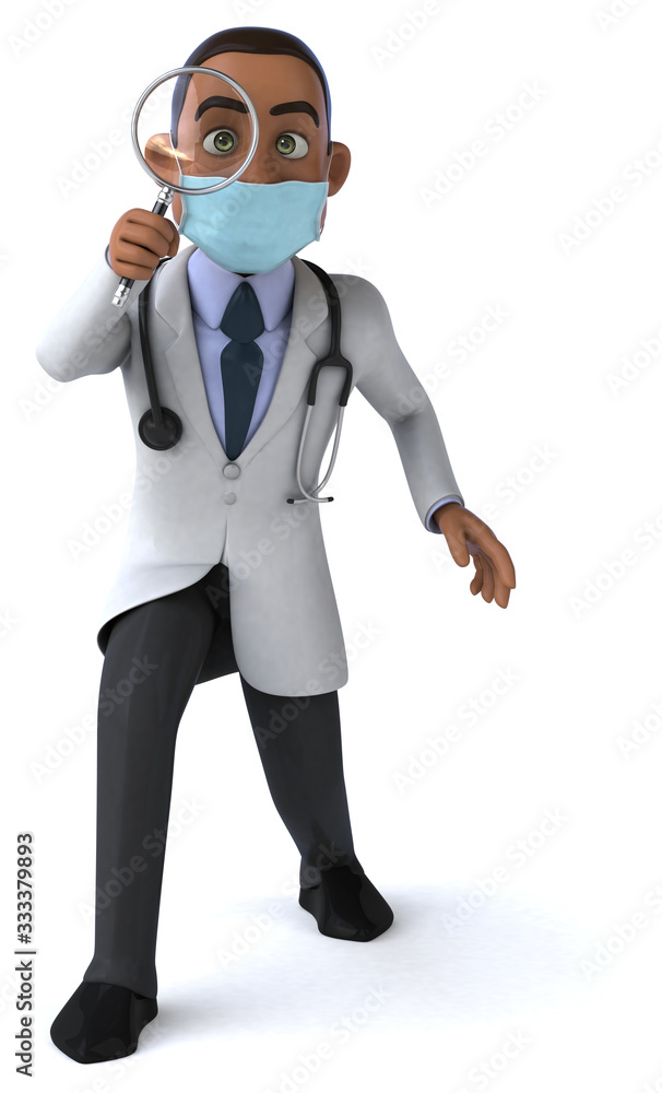 3D illustration of a cartoon character with a mask 3D illustration of a cartoon character with a mask