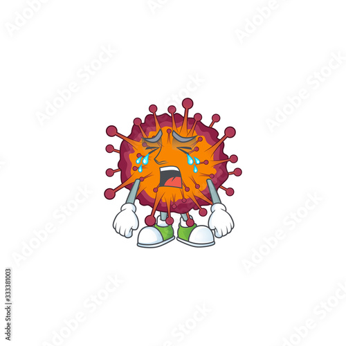 A Crying face of COVID19 syndrome cartoon character design