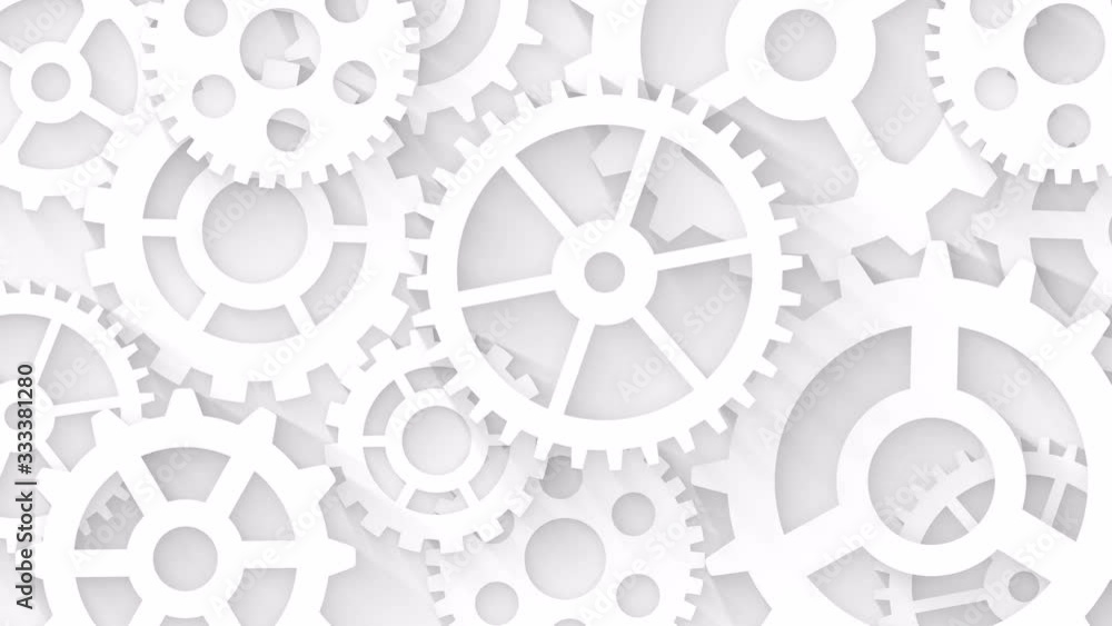 industrial abstract motion background concept business teamwork gear system style paper cog wheels with long shadow