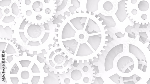 industrial abstract motion background concept business teamwork gear system style paper cog wheels with long shadow