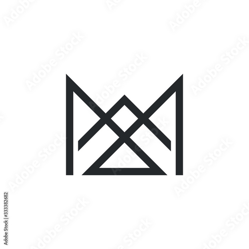 M logo design. Line creative minimal monochrome monogram symbol.