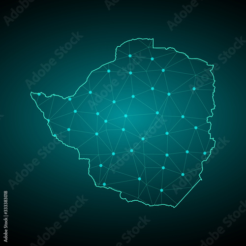 Map of Zimbabwe, High Detailed Map of Zimbabwe isolated on white background.Vector illustration eps 10