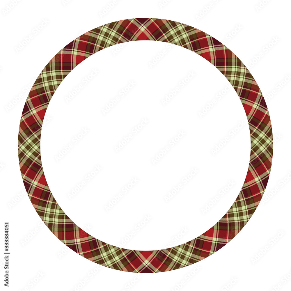 Circle borders and frames vector. Round border pattern geometric vintage frame design. Scottish tartan plaid fabric texture. Template for gift card, collage, scrapbook or photo album and portrait.. Circle borders and frames vector. Round border pattern geometric vintage frame design. Scottish tartan plaid fabric texture. Template for gift card, collage, scrapbook or photo album and portrait..