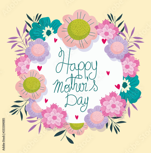 happy mothers day  decorative flowers foliage decoration