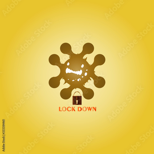 Illustrations concept Novel Coronavirus COVID-19, 2019-nCov Lockdown. Virus from Wuhan China  Virus infections prevention logo and symbol. Lockdown to prevent spreading virus.