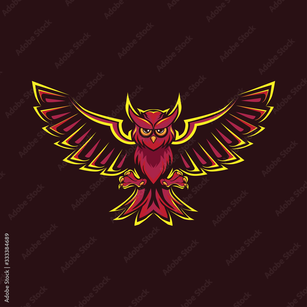 Obraz premium RED OWL ANIMAL MASCOT ILLUSTRATION