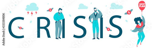 Economic crisis, business bankruptcy concept flat cartoon vector illustration.