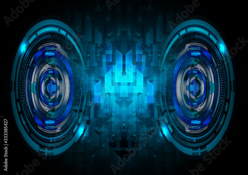 Blue eye cyber circuit future technology concept background