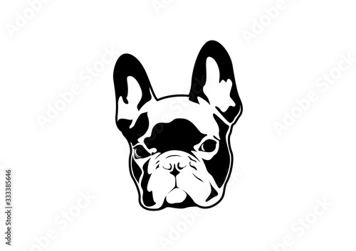 Handsome Black French Bulldog Logo. This is Frenchie Series in Black & White  style. 