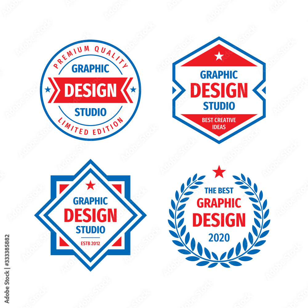 Graphic design studio badge logo vector set in retro vintage style. Premium quality, limited edition. Emblem template collection. The best labels. 